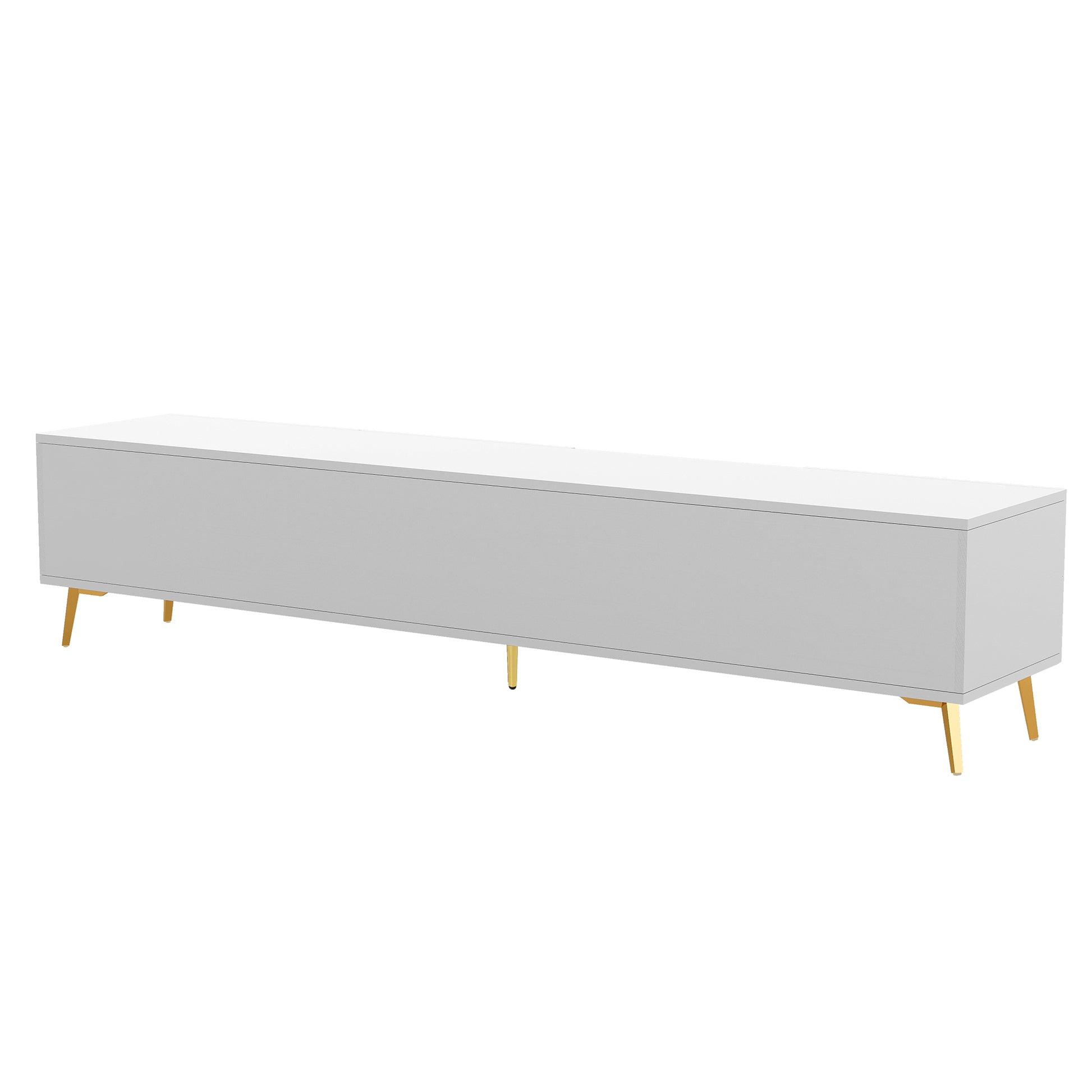 Modern Tv Stand With 5 Champagne Legs Durable, Stylish, Spacious, Versatile Storage Tvs Up To 77" White White Mdf