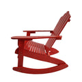 Reclining Wooden Outdoor Rocking Adirondack Chair, Red Red Solid Wood