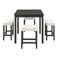 Dining Table, Bar Table And Chairs Set, 5 Piece Dining Table Set, Industrial Breakfast Table Set, For Living Room, Dining Room, Game Room,Old Sku W1781110634 White Black Solid Wood Mdf