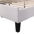 Full Size Upholstered Platform Bed With Flower Pattern Velvet Headboard, Beige Beige Velvet