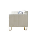 Modern Velvet Sofa 85.04 Inch For Living Room Beige Color Beige Foam Velvet