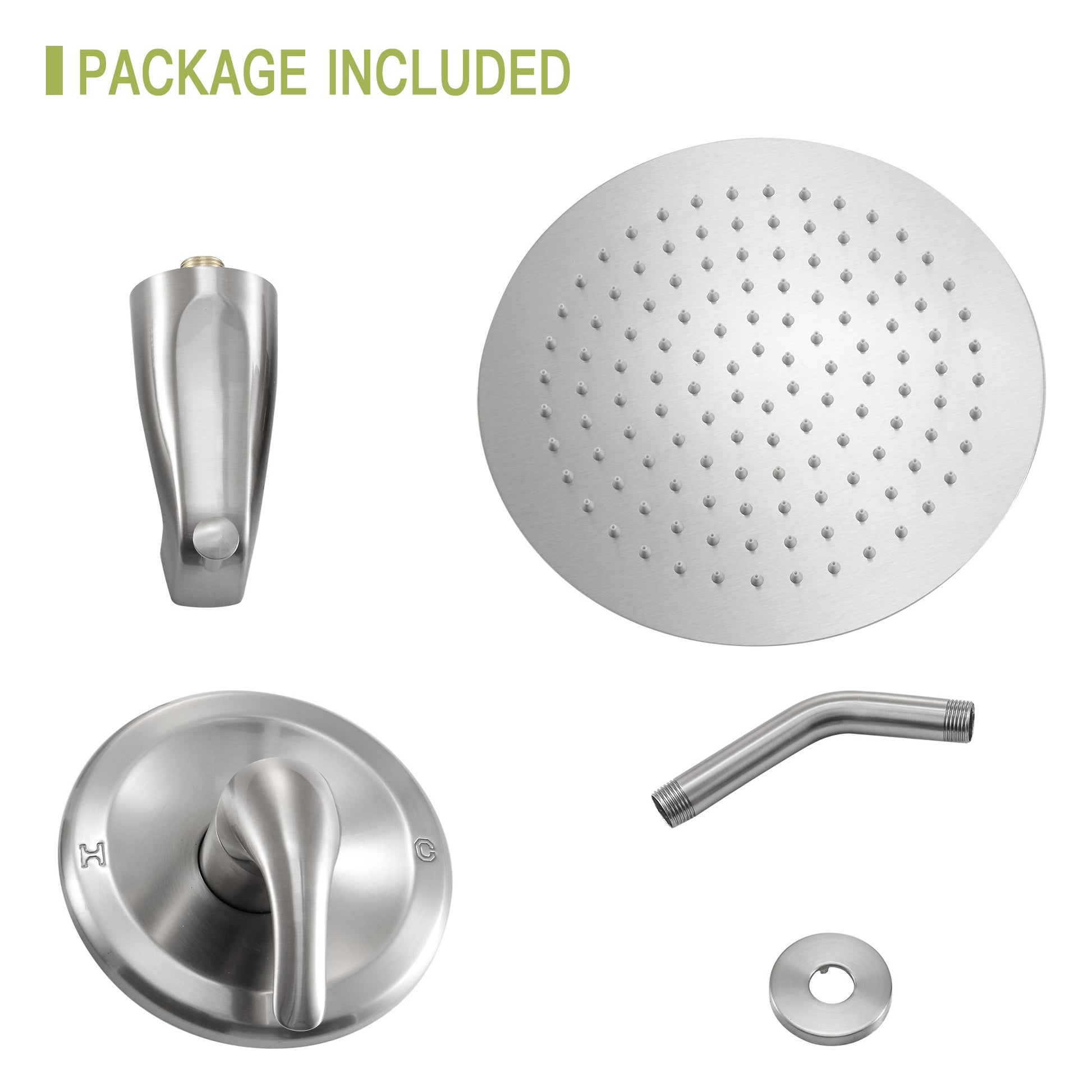 10" Round Rain Shower Head Systems With Waterfall Tub Spout, Brushed Nickel,Wall Mounted Shower Brushed Nickel Stainless Steel