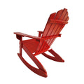 Reclining Wooden Outdoor Rocking Adirondack Chair, Red Red Solid Wood