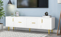 Modern Tv Stand With 5 Champagne Legs Durable, Stylish And Spacious, Tvs Up To 75'' White Mdf