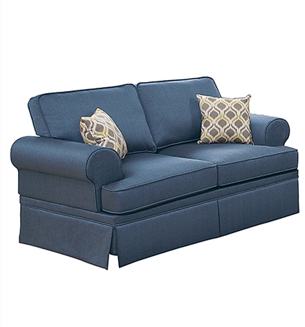 2 Pcs Sofa Set In Blue Blue Fabric