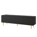 Modern Tv Stand With 5 Champagne Legs Durable, Stylish And Spacious, Tvs Up To 75'' Black 70 79 Inches Mdf