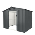 Outdoor Storage Shed, 8' X 6' Galvanized Steel Garden Shed With 4 Vents & Double Sliding Door, Utility Tool Shed Storage House For Backyard, Patio, Lawn Dark Gray Garden & Outdoor Metal