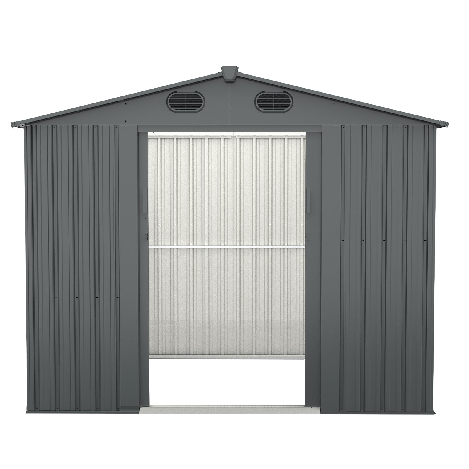 Outdoor Storage Shed, 8' X 6' Galvanized Steel Garden Shed With 4 Vents & Double Sliding Door, Utility Tool Shed Storage House For Backyard, Patio, Lawn Dark Gray Garden & Outdoor Metal