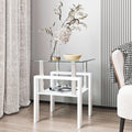 1 Piece Modern Tempered Glass Tea Table Coffee Table End Table, Square Table For Living Room, Transparent White White Tempered Glass