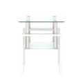 1 Piece Modern Tempered Glass Tea Table Coffee Table End Table, Square Table For Living Room, Transparent White White Tempered Glass
