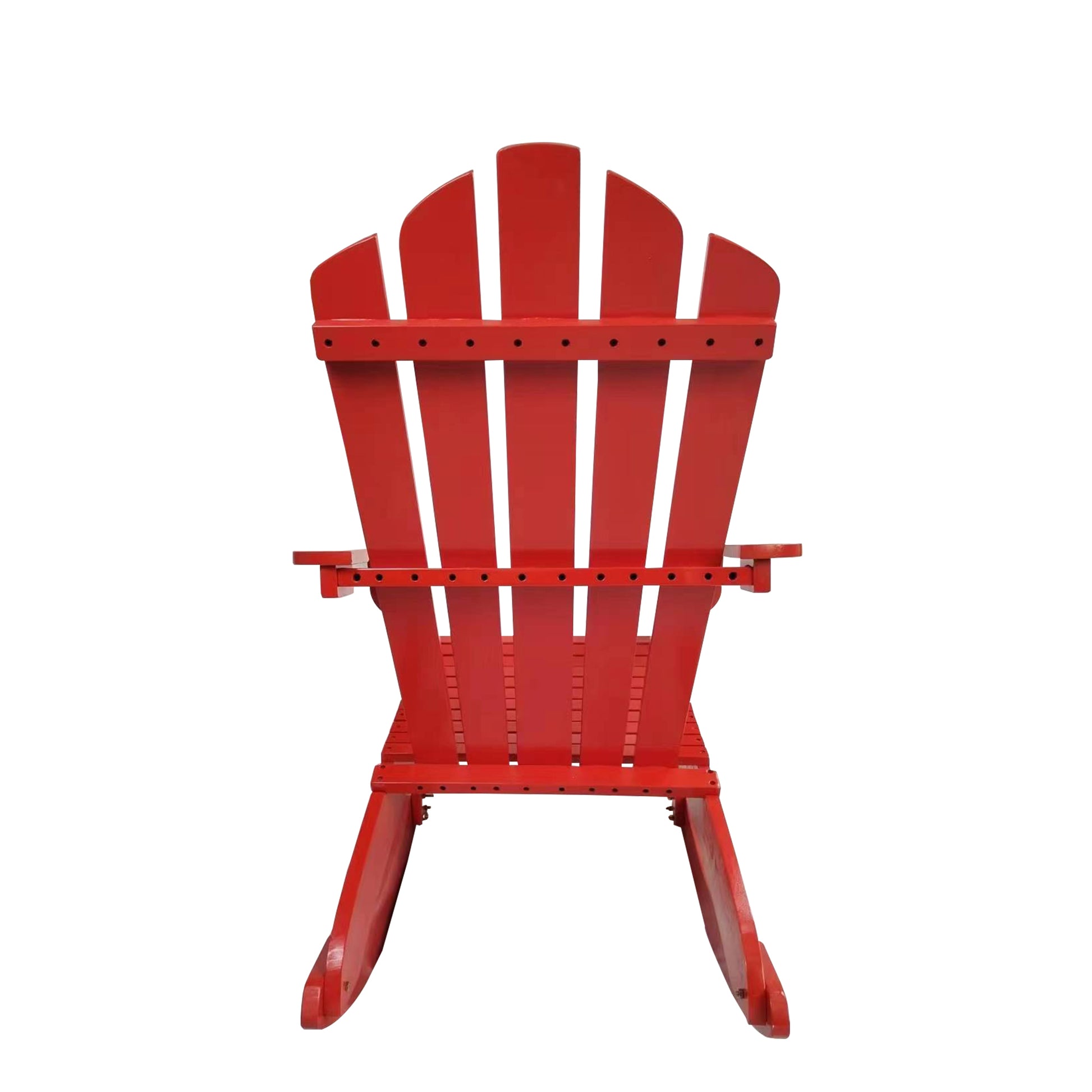 Reclining Wooden Outdoor Rocking Adirondack Chair, Red Red Solid Wood