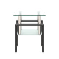 1 Piece Modern Tempered Glass Tea Table Coffee Table End Table, Square Table For Living Room, Transparent Black Transparent Tempered Glass