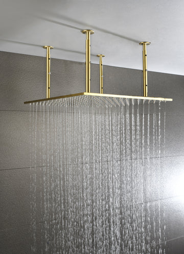 20"X20" Shower Head Stainless Steel Bathroom Showerhead Ceiling Mount Without Led Brushed Gold Stainless Steel