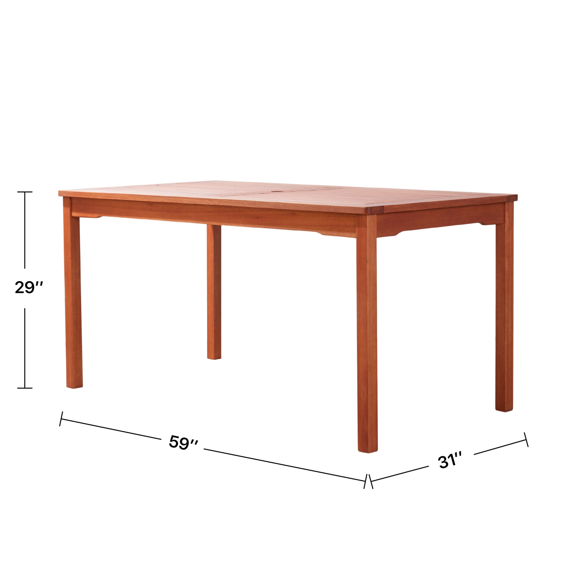 Caladesi Reddish Brown Rectangular Coastal Wood Patio Dining Table For 6 Seaters Natural Wood Wood Eucalyptus