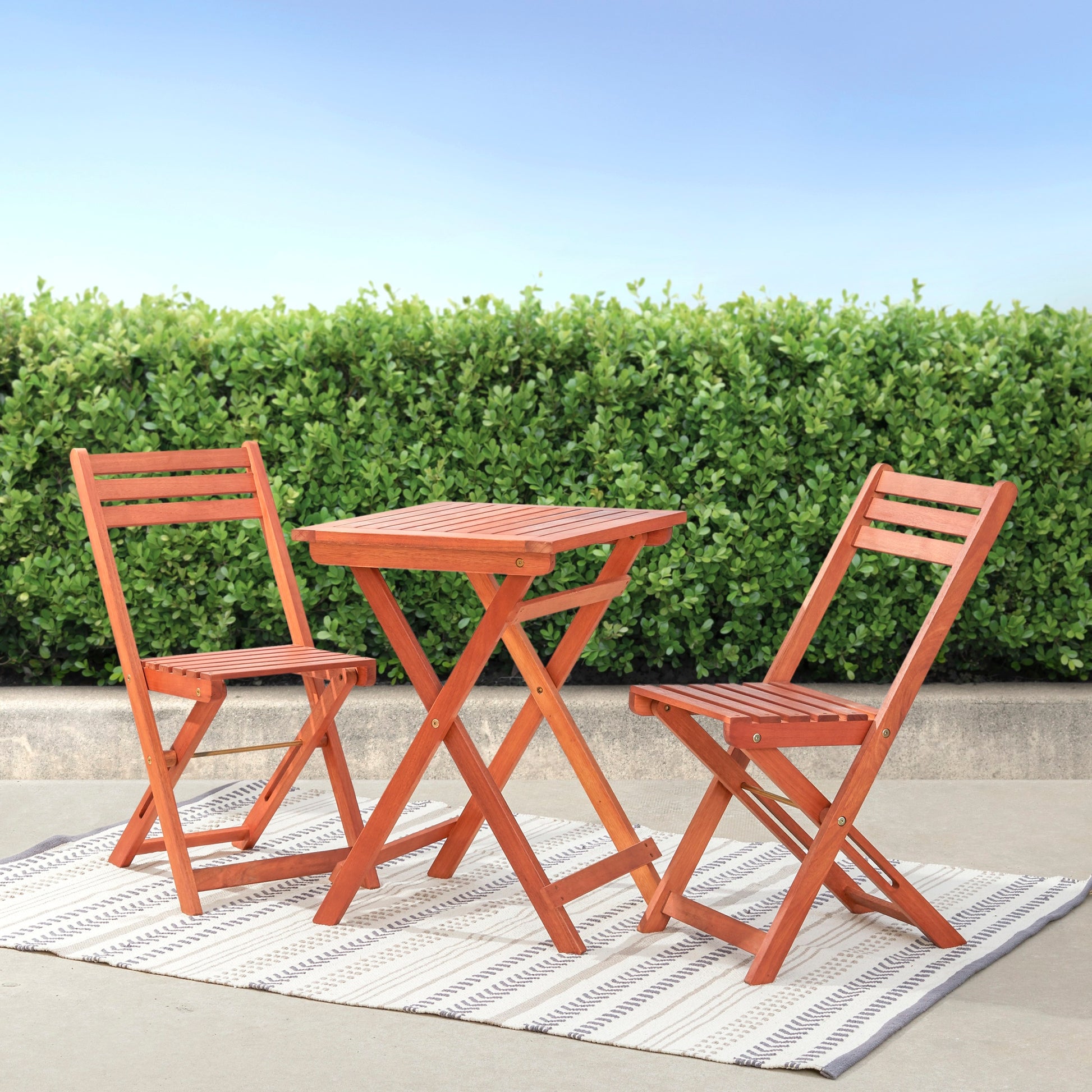 Marco Reddish Brown Balcony Wood Bistro Set Natural Wood Wood Eucalyptus