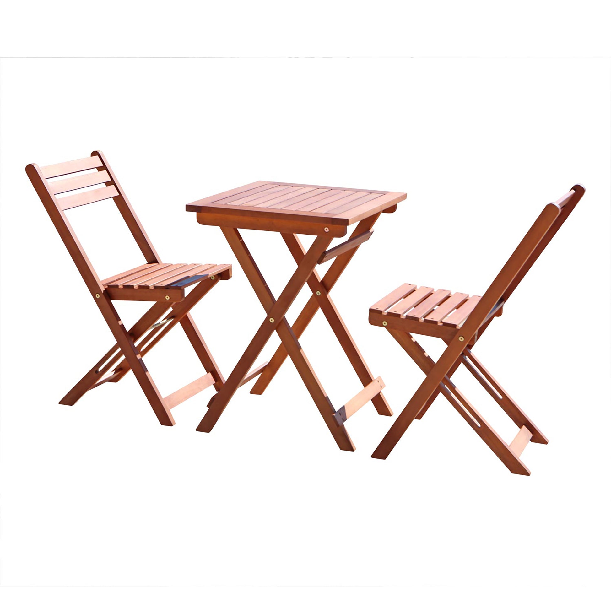 Marco Reddish Brown Balcony Wood Bistro Set Natural Wood Wood Eucalyptus