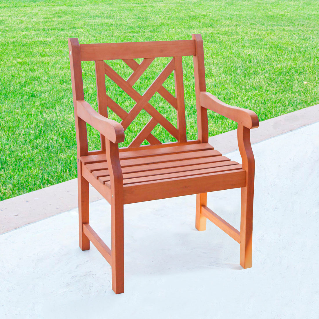 Lidwina Reddish Brown Tropical Wood Patio Armchair Natural Wood Wood Eucalyptus