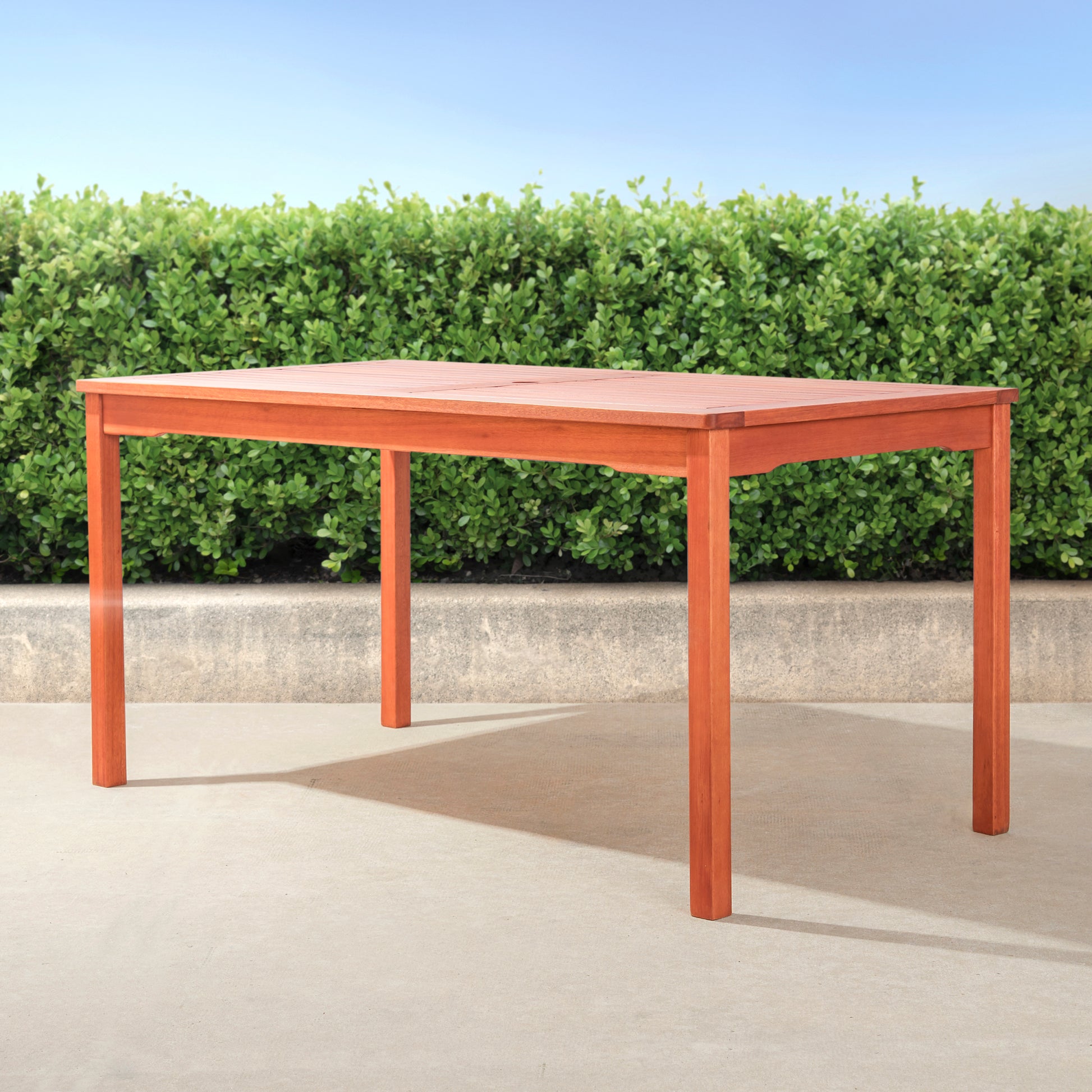 Caladesi Reddish Brown Rectangular Coastal Wood Patio Dining Table For 6 Seaters Natural Wood Wood Eucalyptus