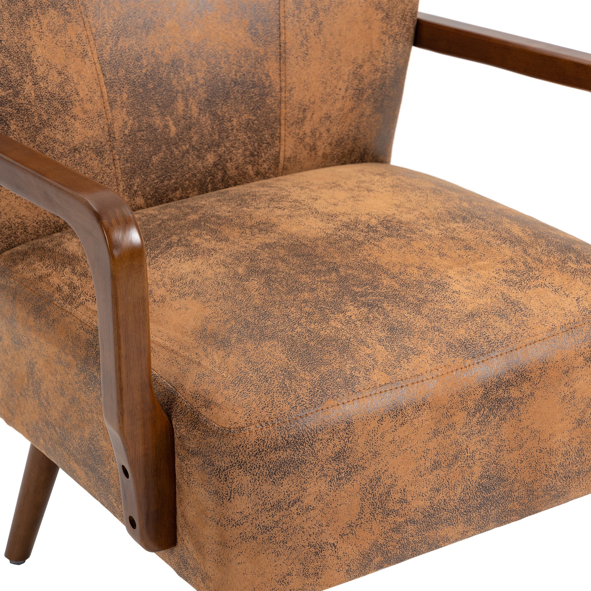 Coolmore Wood Frame Armchair, Modern Accent Chair Lounge Chair For Living Room Coffee Microsuede