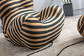 Barrel Chair With Ottoman, Mordern Comfy Stripe Chair For Living Room 3 Colors, 2 Size , Black & Yellow Stripe And Small Size Black Foam Polyester