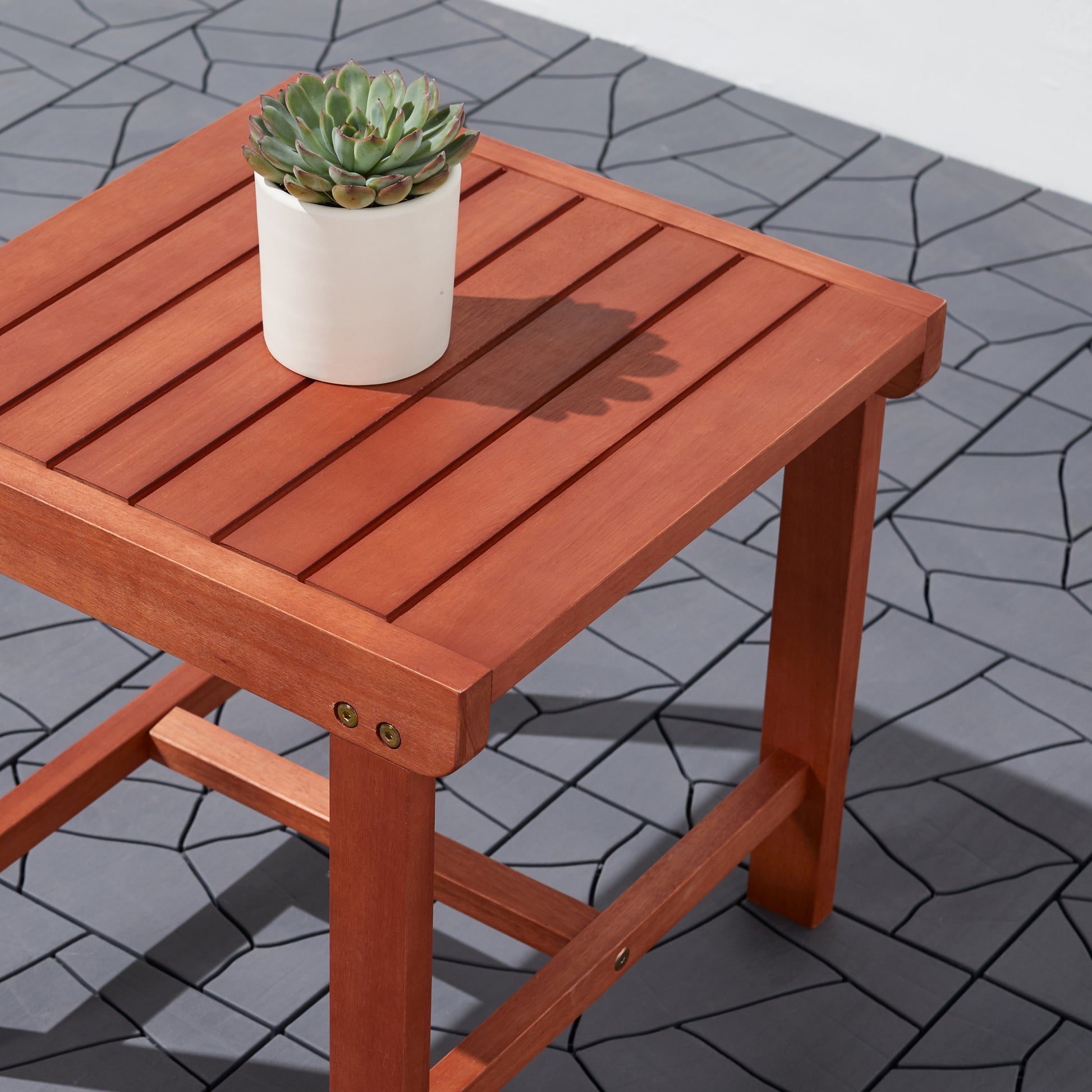 Caladesi Poolside Wood Side Table Natural Wood Wood Eucalyptus