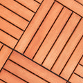 Kaia 6 Slat Reddish Brown Wood Interlocking Deck Tile Set Of 10 Tiles Natural Wood Wood Eucalyptus