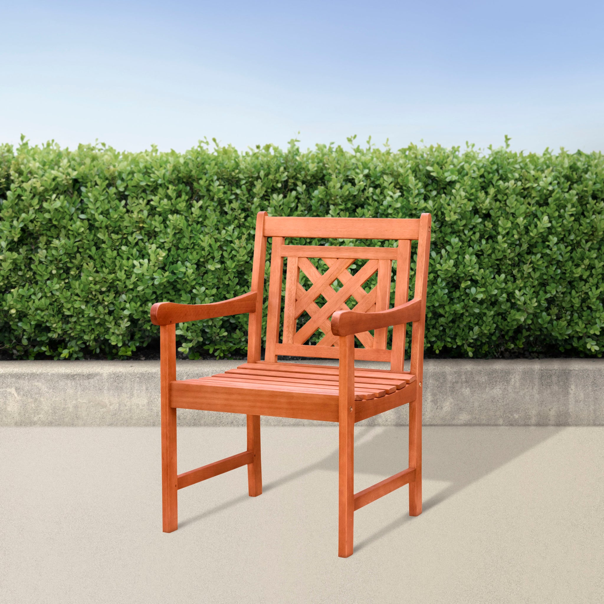 Siriana Reddish Brown Tropical Wood Patio Armchair Natural Wood Wood Eucalyptus