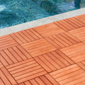 Kaia 6 Slat Reddish Brown Wood Interlocking Deck Tile Set Of 10 Tiles Natural Wood Wood Eucalyptus