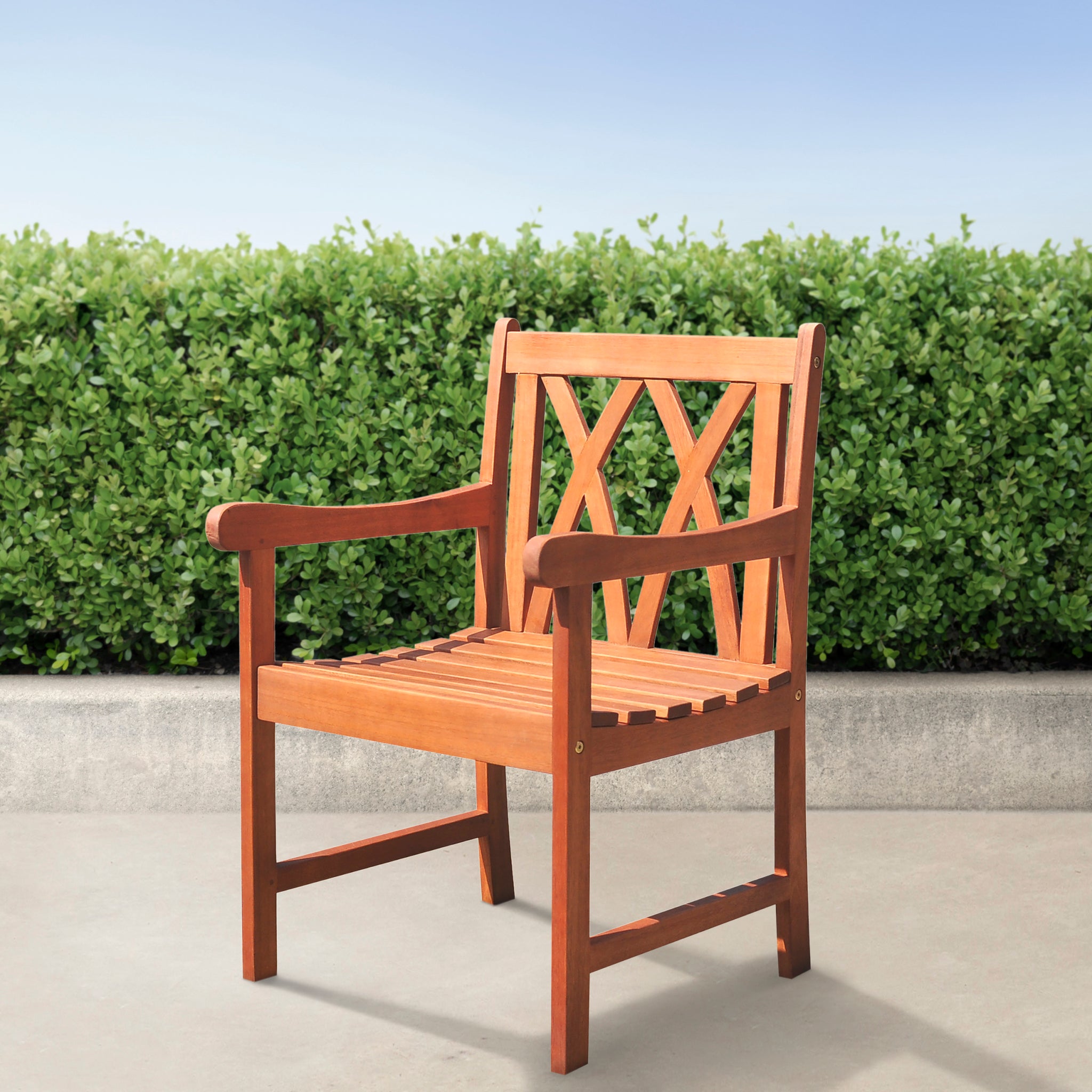 Lazarus Reddish Brown Tropical Wood Patio Armchair Natural Wood Wood Eucalyptus