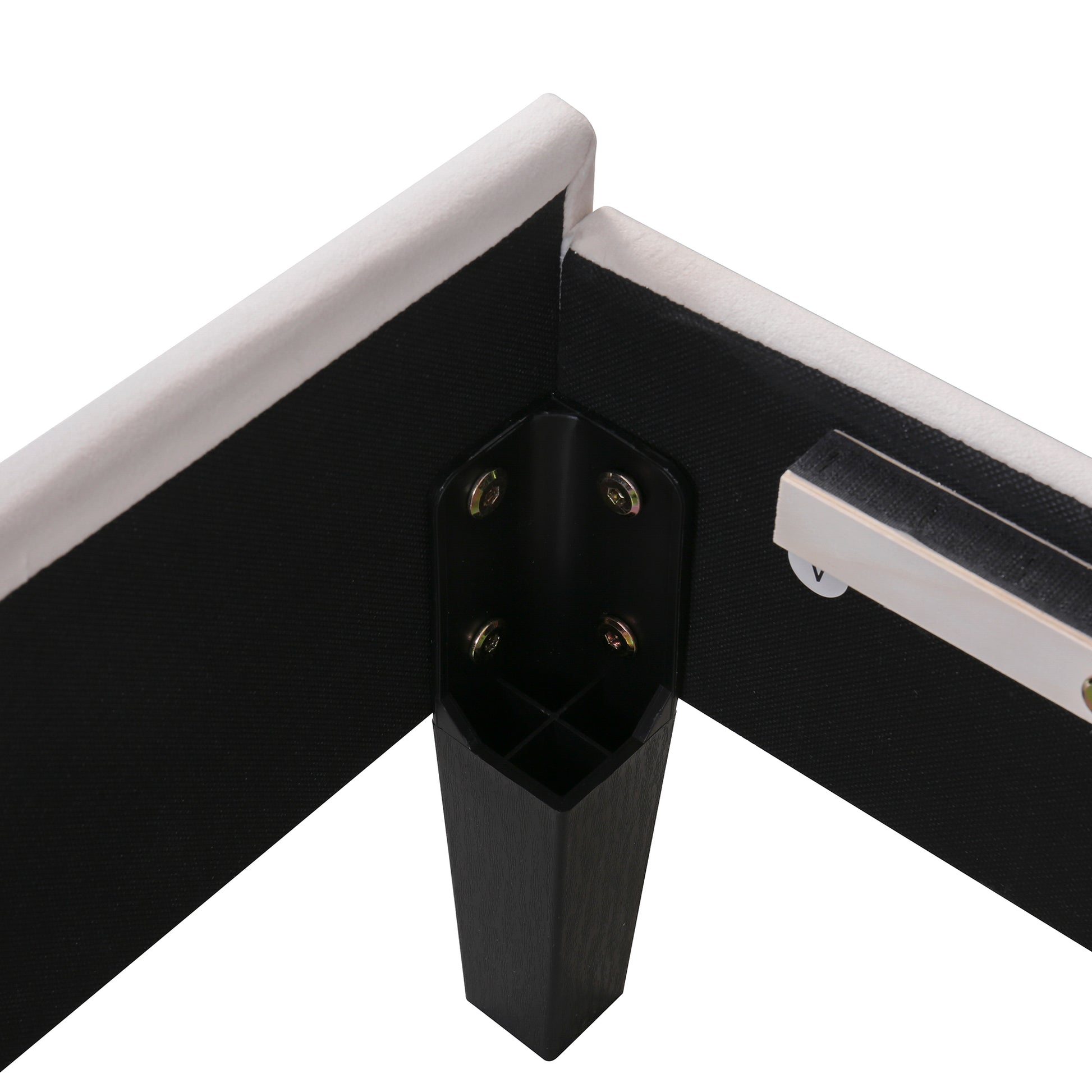 Queen Size Upholstered Platform Bed With Flower Pattern Velvet Headboard, Beige Beige Velvet