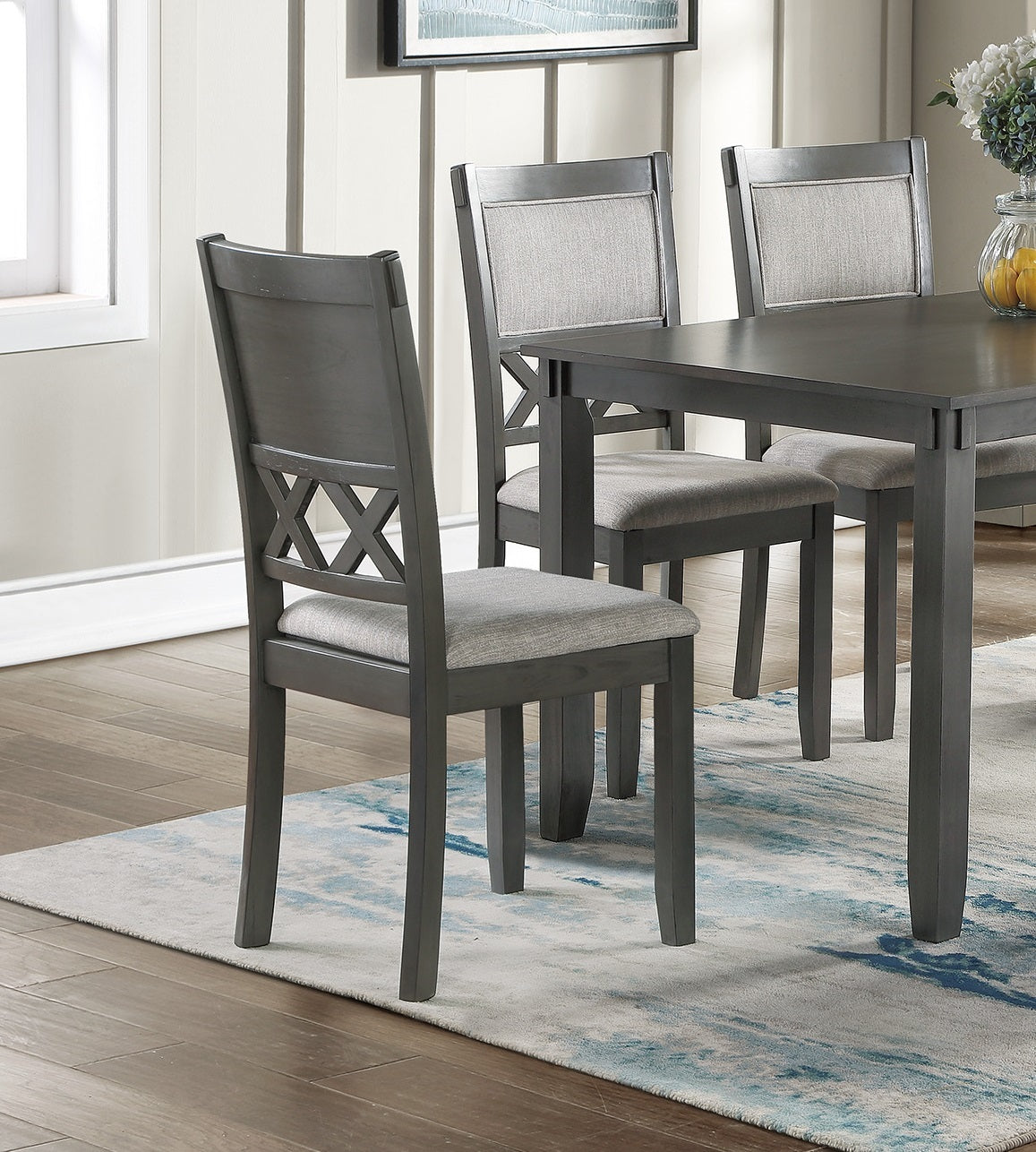 Gray Color Dining Room Furniture Unique Modern 6Pc Set Dining Table 4X Side Chairs And A Bench Solid Wood Rubberwood And Veneers Gray Wood Dining Room Bench Seating Rubberwood Rectangular Dining Table With Chair And Bench Wood Wood Grey Seats 6 60 Inches