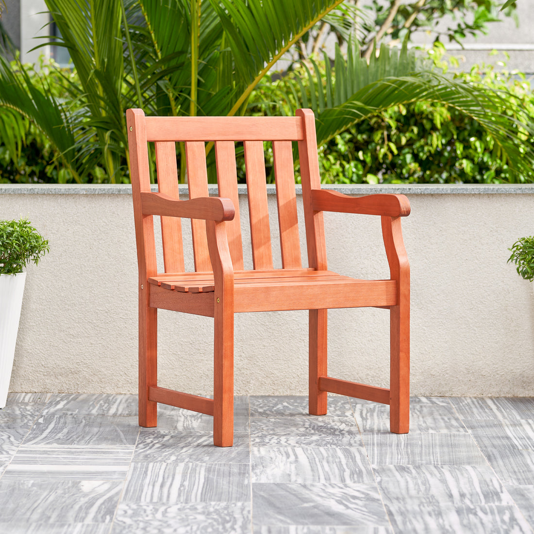 Emilio Reddish Brown Tropical Wood Patio Armchair Natural Wood Wood Eucalyptus