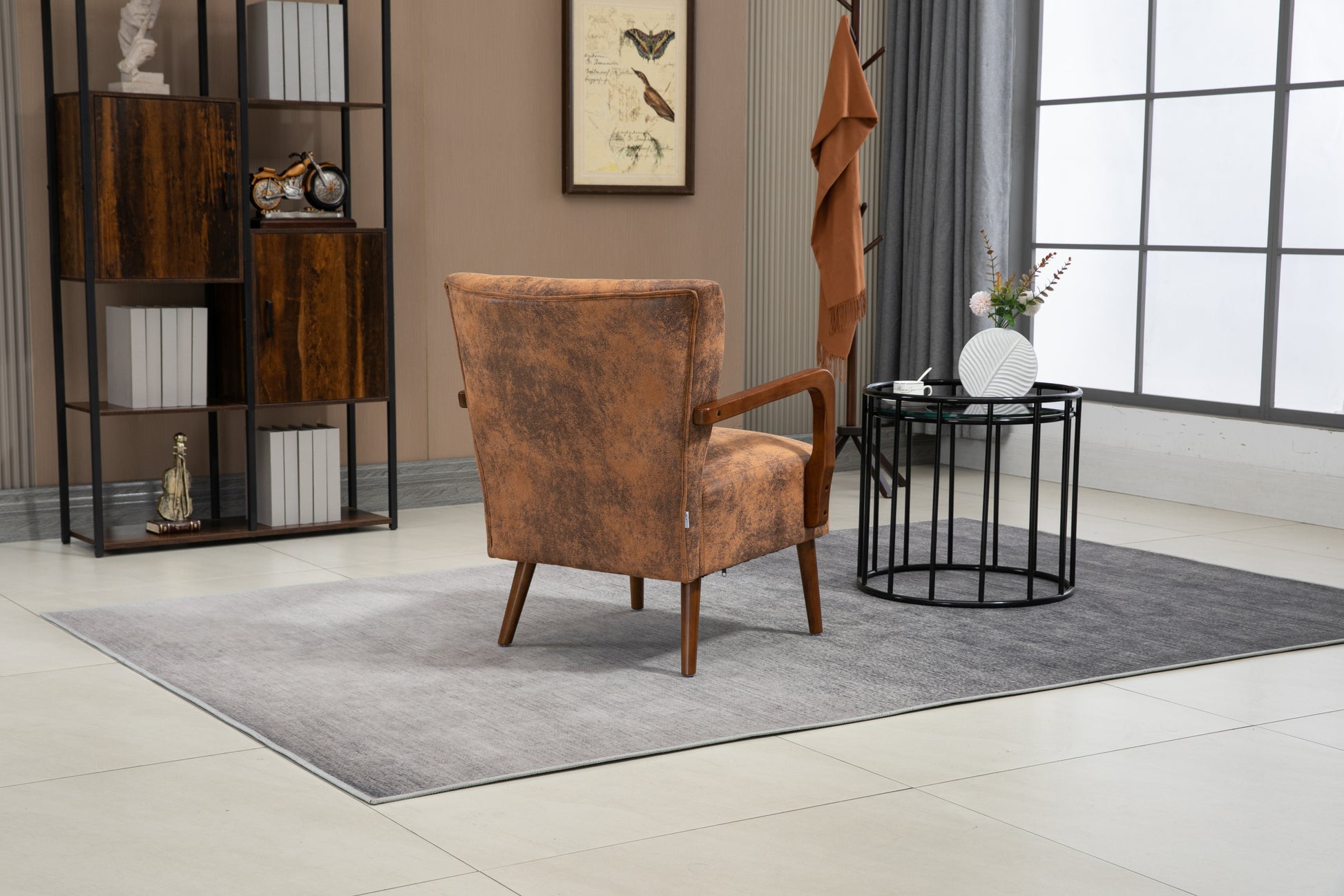 Coolmore Wood Frame Armchair, Modern Accent Chair Lounge Chair For Living Room Coffee Microsuede