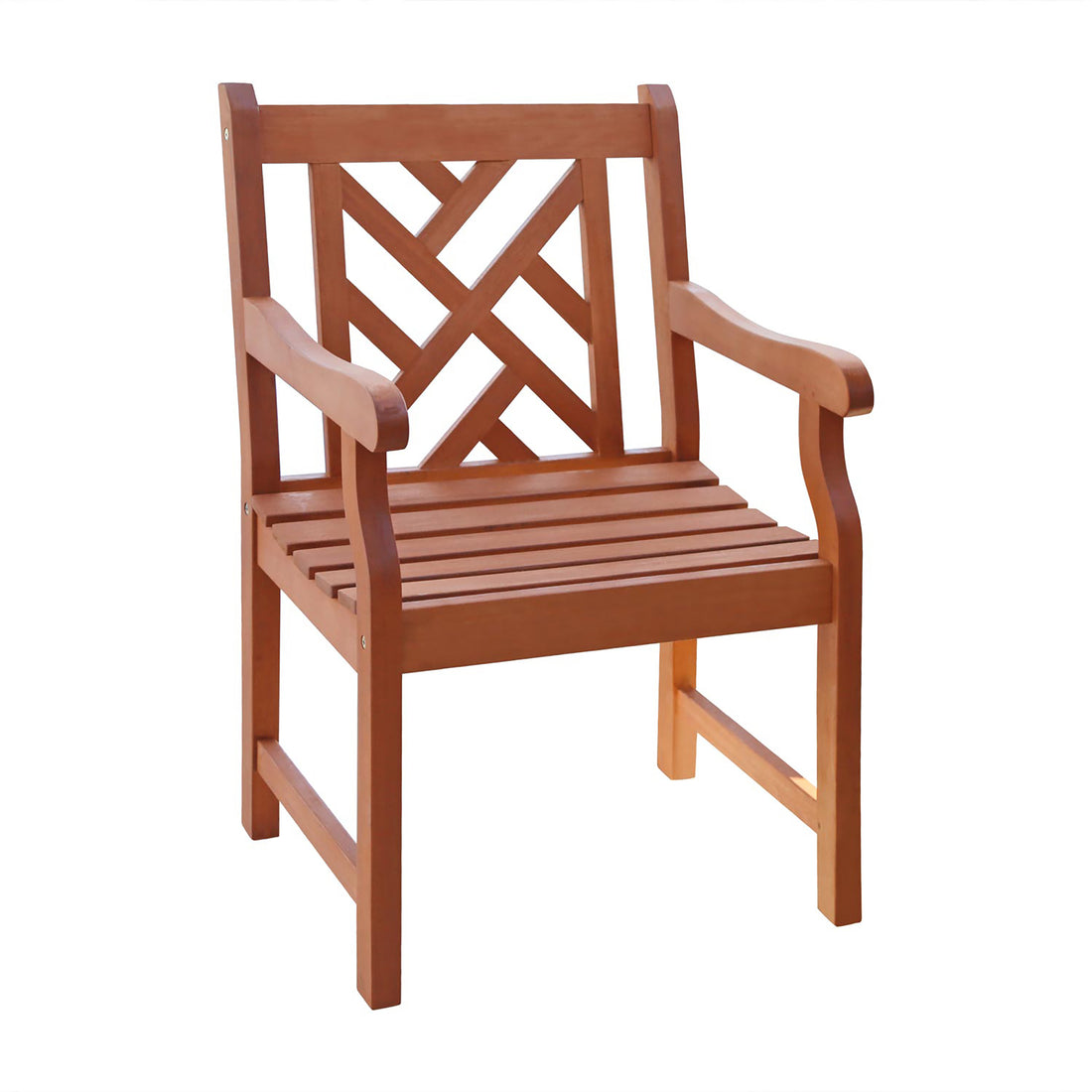 Lidwina Reddish Brown Tropical Wood Patio Armchair Natural Wood Wood Eucalyptus