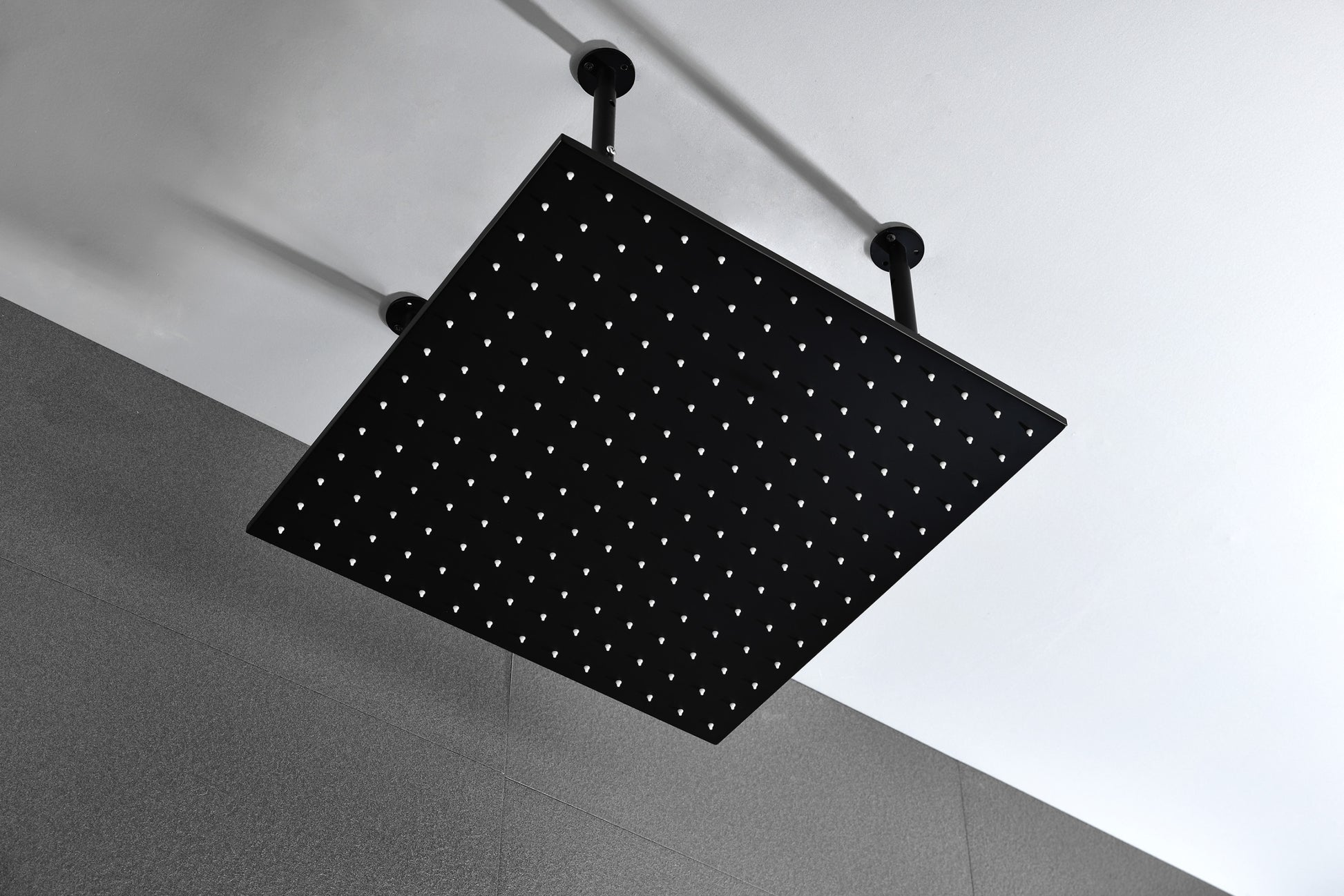 High Pressure Rain Shower Head, Ultra Thin Showerhead 304 Stainless Steel Waterfall Shower With Self Clean Nozzles, Full Body Covering Matt Black Stainless Steel