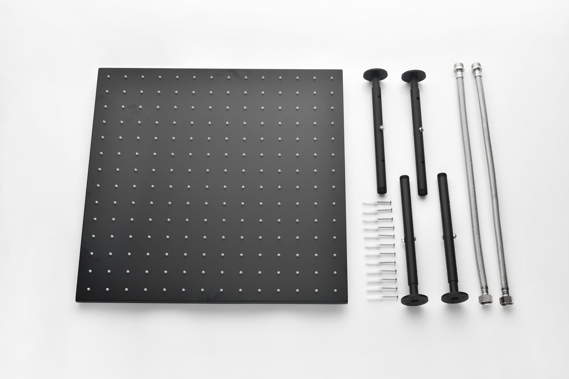 High Pressure Rain Shower Head, Ultra Thin Showerhead 304 Stainless Steel Waterfall Shower With Self Clean Nozzles, Full Body Covering Matt Black Stainless Steel