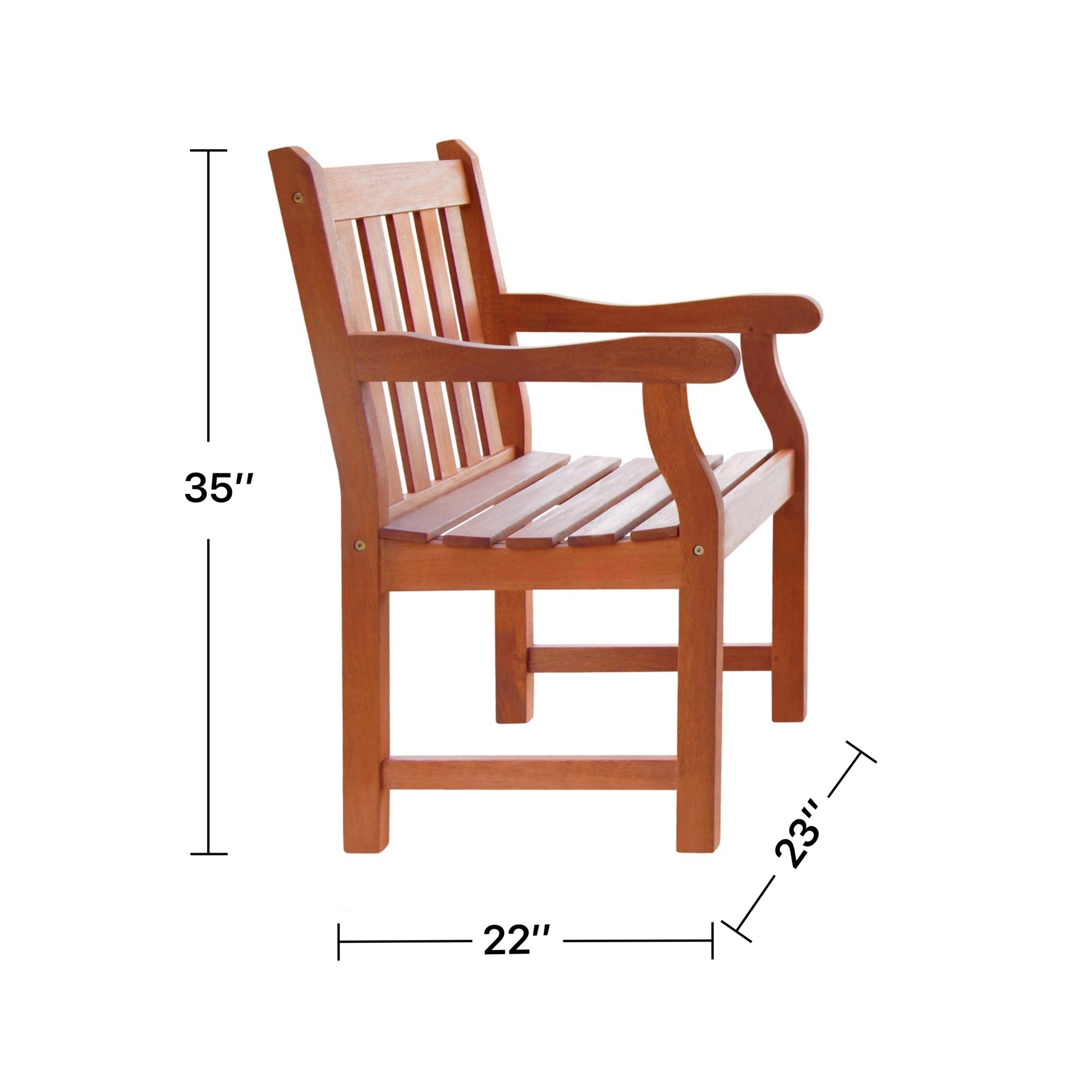 Emilio Reddish Brown Tropical Wood Patio Armchair Natural Wood Wood Eucalyptus