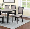 Contemporary Dining 6Pc Set Table W 4X Side Chairs And Bench Padded Upholstered Cushion Seats Chairs Solid Wood And Veneers Dining Room Furniture Wood Dining Room Bench Seating Rubberwood Rectangular Dining Table With Chair And Bench Upholstered Chair