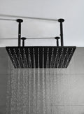 High Pressure Rain Shower Head, Ultra Thin Showerhead 304 Stainless Steel Waterfall Shower With Self Clean Nozzles, Full Body Covering Matt Black Stainless Steel