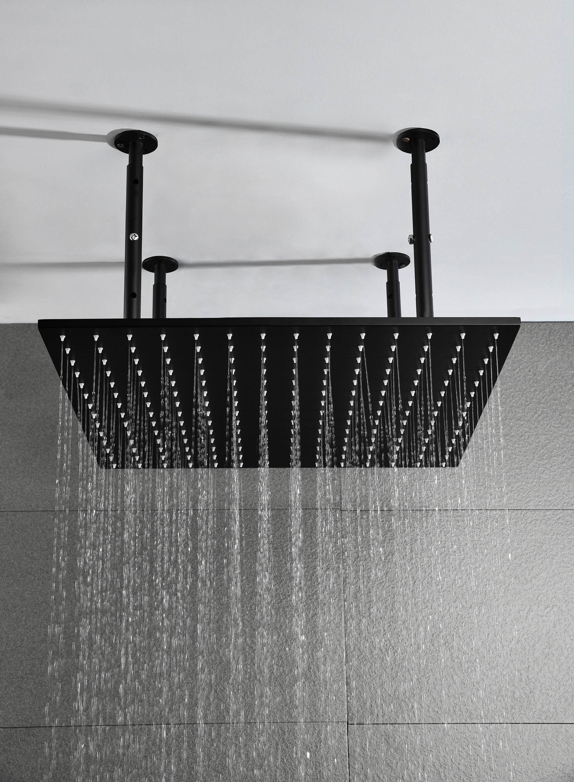 High Pressure Rain Shower Head, Ultra Thin Showerhead 304 Stainless Steel Waterfall Shower With Self Clean Nozzles, Full Body Covering Matt Black Stainless Steel