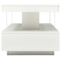 Led Coffee Table With Storage, Modern Center Table With 2 Drawers And Display Shelves, Accent Furniture With Led Lights For Living Room,White White Particle Board
