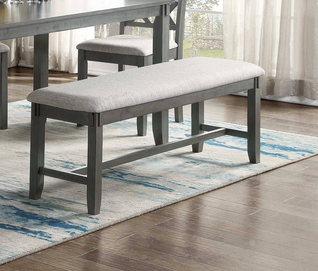 Gray Color Dining Room Furniture Unique Modern 6Pc Set Dining Table 4X Side Chairs And A Bench Solid Wood Rubberwood And Veneers Gray Wood Dining Room Bench Seating Rubberwood Rectangular Dining Table With Chair And Bench Wood Wood Grey Seats 6 60 Inches