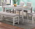 Contemporary Dining 6Pc Set Table W 4X Side Chairs And Bench Natural Finish Padded Cushion Seats Chairs Rectangular Dining Table Dining Room Furniture Wood Dining Room Bench Seating Rubberwood Rectangular Dining Table With Chair And Bench Upholstered