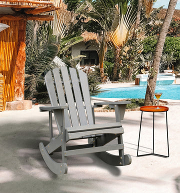 Adirondack Rocking Chair Solid Wood Chairs Finish Outdoor Furniture For Patio, Backyard, Garden Gray Gray Wood Wood