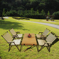 Multi Function Foldable And Portable Dining Set, 1 Dining Table & 4 Folding Chairs, Indoor And Outdoor Universal ,Natural Natural Wood
