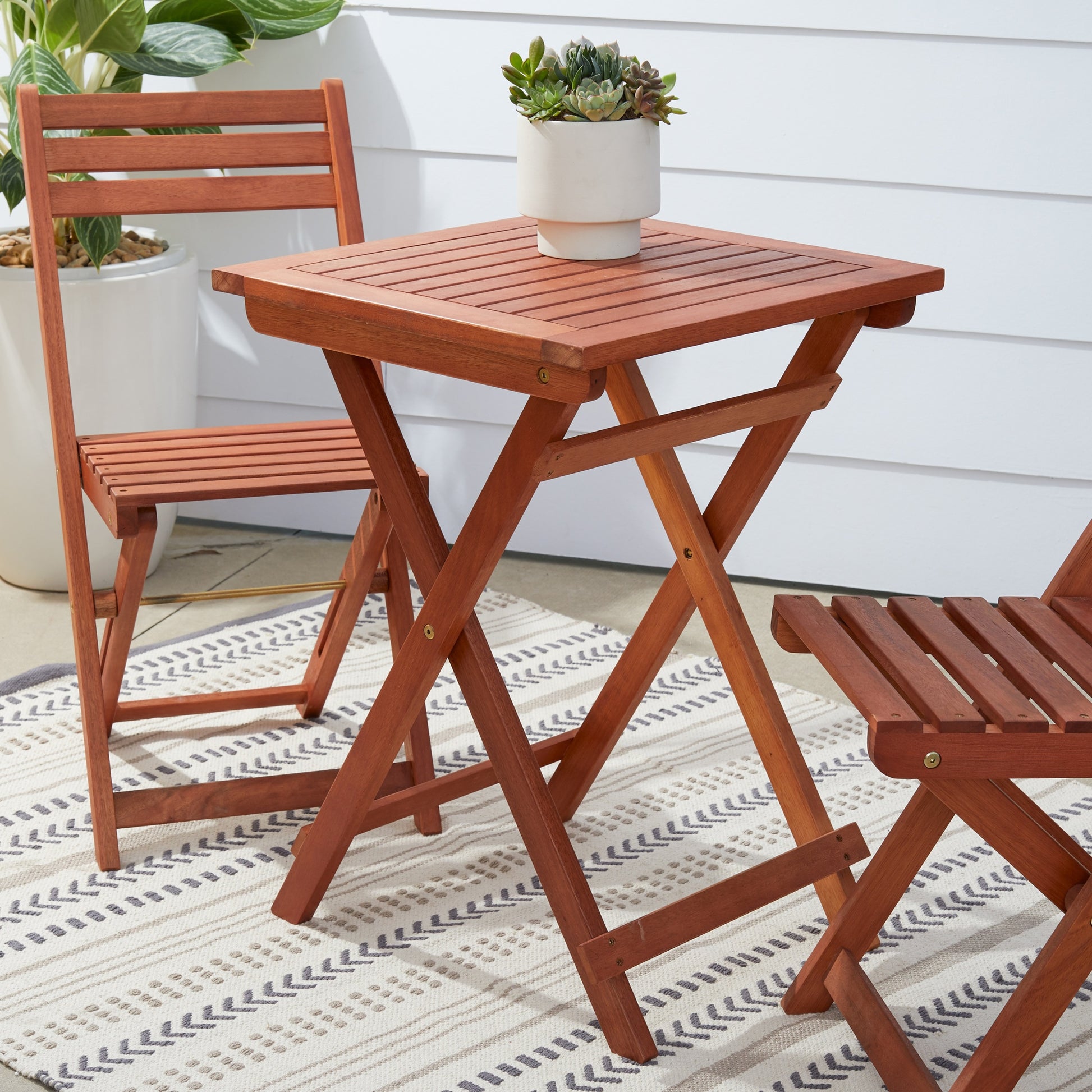 Marco Reddish Brown Balcony Wood Bistro Set Natural Wood Wood Eucalyptus