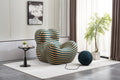 Barrel Chair With Ottoman, Mordern Comfy Stripe Chair For Living Room 3 Colors, 2 Size , Bule & Yellow Stripe And Large Size Yellow Foam Polyester