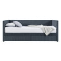 Twin Size Corduroy Daybed With Two Drawers And Wood Slat, Gray Gray Corduroy