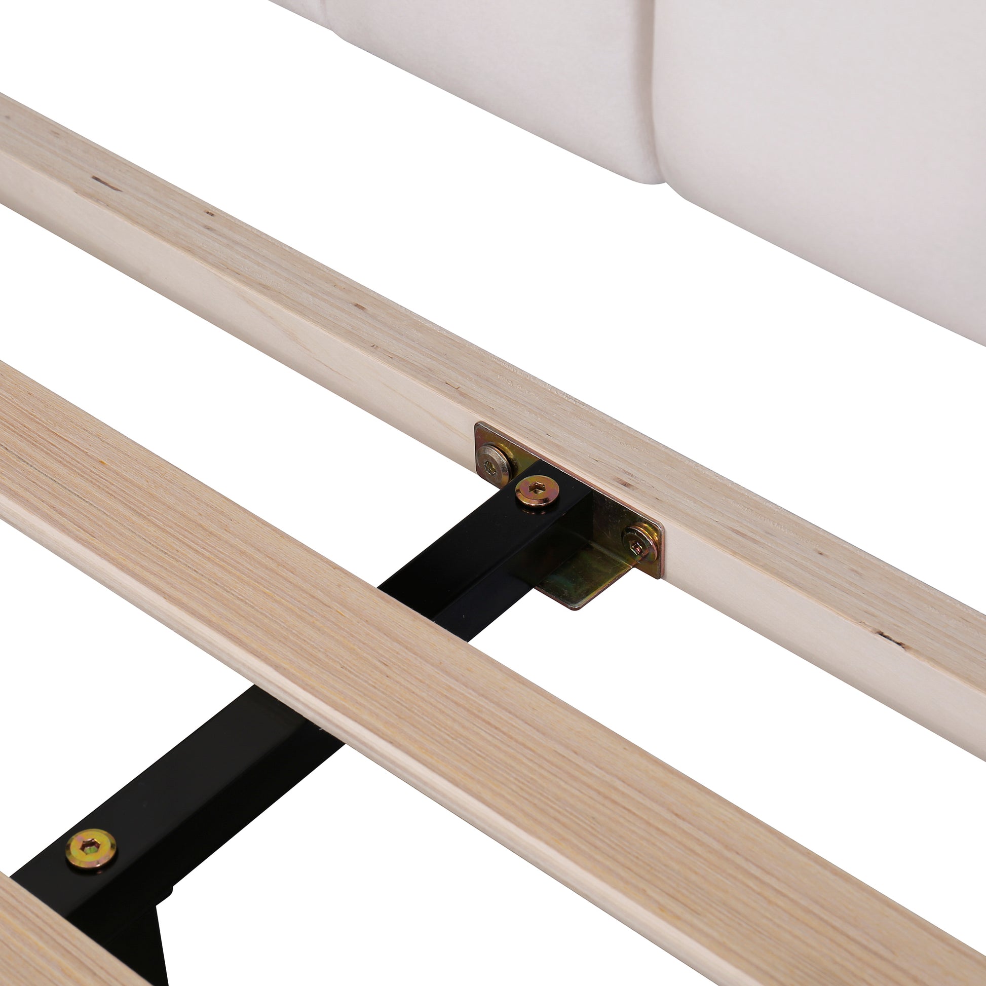 Queen Size Upholstered Platform Bed With Flower Pattern Velvet Headboard, Beige Beige Velvet