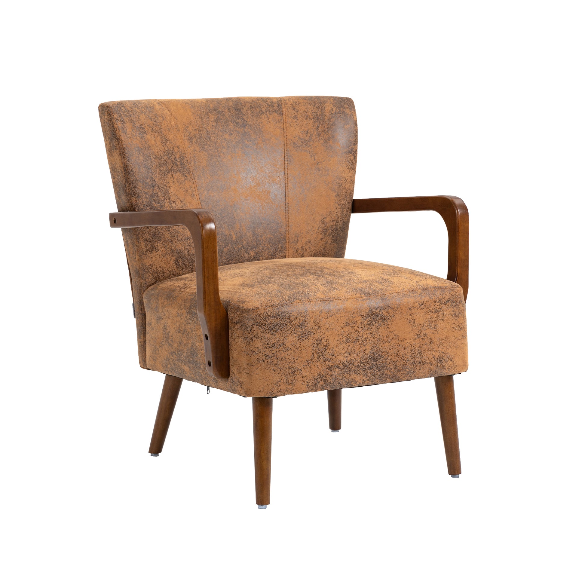 Coolmore Wood Frame Armchair, Modern Accent Chair Lounge Chair For Living Room Coffee Microsuede